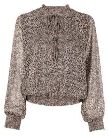 LIU JO animal-print sheer tie-front blouse - Brown