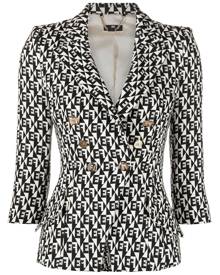Elisabetta Franchi logo print double-breasted blazer - White Elisabetta Franchi logo print double-breasted blazer - White
