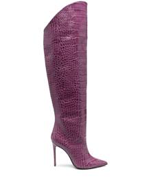 Giuliano Galiano crocodile-effect 110mm boots - Purple