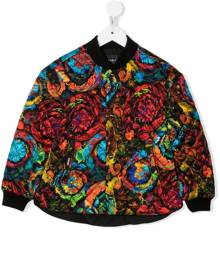 Versace Kids quilted floral bomber jacket - Black
