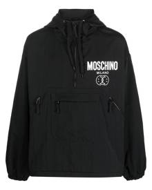 Moschino logo-print half-zip windbreaker - Black