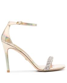 Stuart Weitzman crystal-embellished iridescent sandals - Gold