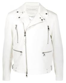 Alexander McQueen off-centre zip-fastening biker jacket - White