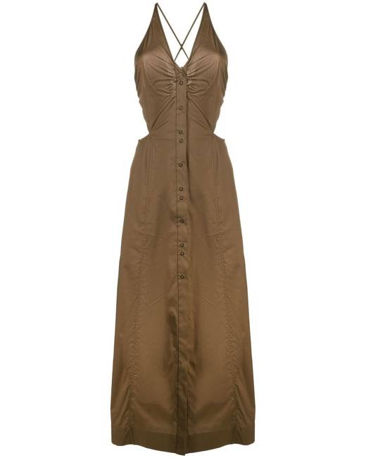 Parisian satin halter neck cross front mini dress with ruched sides in  chocolate brown