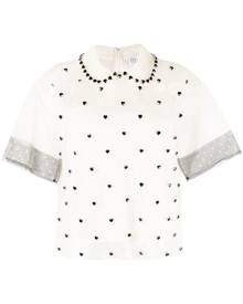 RED Valentino crystal-embellished silk blouse - Neutrals