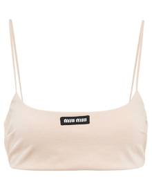 Miu Miu logo-patch crop top - Neutrals