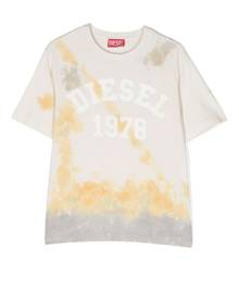 Diesel Kids tie dye-print logo T-shirt - Neutrals