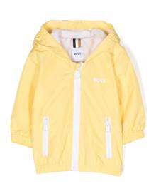 BOSS Kidswear logo-print hooded windbreaker jacket - Yellow