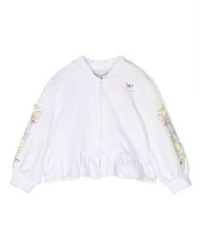 Monnalisa ruffle-trim zip-up jacket - White