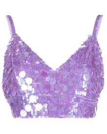 P.A.R.O.S.H. V-neck sequin embellished crop top - Purple