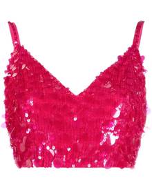 P.A.R.O.S.H. V-neck sequin embellished crop top - Pink