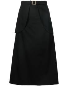 Patou belted high waist midi skirt - Black