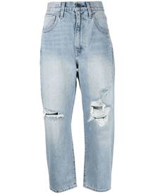 Levi's: Made & Crafted ripped-detail cropped jeans - Blue