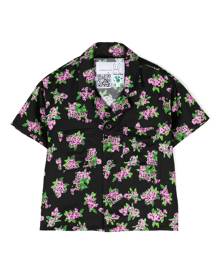 Natasha Zinko Kids pixel Hawaii floral shirt - Black