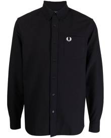 Fred Perry logo-embroidery cotton shirt - Black