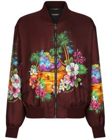 Dolce & Gabbana island-print silk bomber jacket - Red