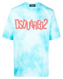 DSQUARED2 logo-print tie-dye T-shirt - Blue