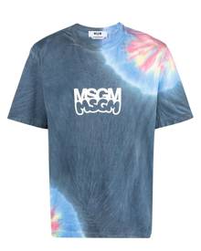 MSGM logo-print tie-dye T-shirt - Blue