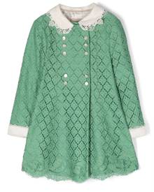 Gucci Kids double-breasted lace embroidery jacket - Green