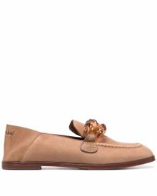 See by Chloé tortoiseshell-effect chain-link loafers - Brown
