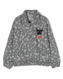 JELLYMALLOW leopard-print denim jacket - Grey