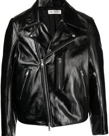 OUR LEGACY high-shine biker jacket - Black