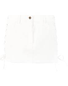 Miu Miu lace-up effect denim skirt - White