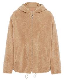 Prada shearling hooded zipped jacket - Neutrals