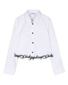 Pinko Kids logo-embroidery cotton shirt - White