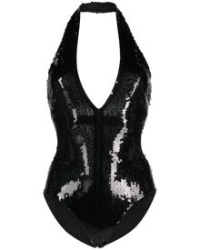 Alexandre Vauthier sequin-design plunging-neck bodysuit - Black