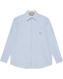 Gucci logo-patch stripe-embroidery shirt - Blue