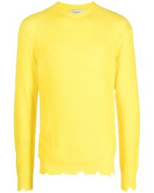 Laneus distressed-effect ribbed-knit jumper - Yellow