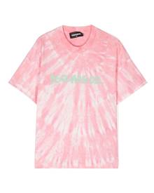 DSQUARED2 KIDS logo-print tie-dye cotton T-shirt - Pink