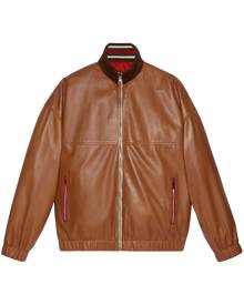 Gucci leather bomber jacket - Brown