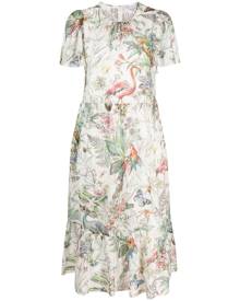 RED Valentino botanical-print midi dress - White