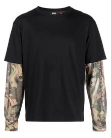 Gcds graphic-print layered cotton T-shirt - Black