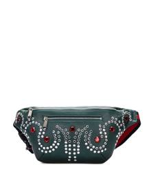 Gucci Pre-Owned Web-stripe crystal-embellished belt bag - Green