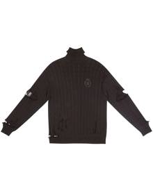 Balenciaga distressed cable-knit jumper - Brown
