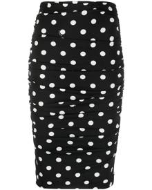 PINKO ruched polka dot-print skirt - Black