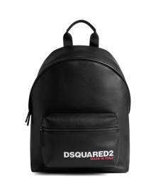 DSQUARED2 logo-print pebbled leather backpack - Black