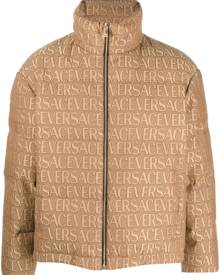 Versace Versace Allover logo-print puffer jacket - Neutrals