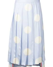 Thom Browne polka-dot print pleated silk skirt - Blue