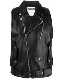 Moschino leather biker vest - Black