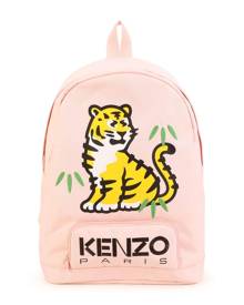 Kenzo Kids Tiger-print logo-embroidered backpack - Pink