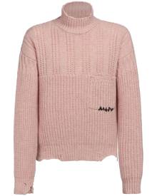 Marni distressed-finish cable-knit jumper - Pink