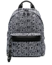 Roberto Cavalli logo-print canvas backpack - Black