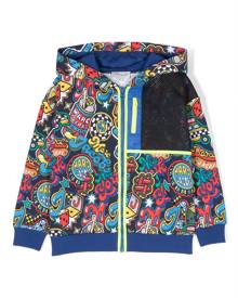 Marc Jacobs Kids graphic-print hooded cardigan - Blue