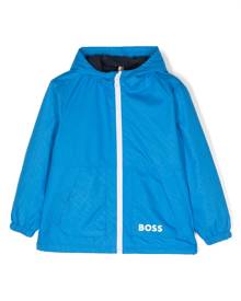 BOSS Kidswear logo-print hooded windbreaker - Blue