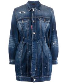 Dsquared2 paint-splatter distressed denim jacket - Blue