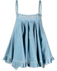 Ludovic de Saint Sernin embellished denim babydoll minidress - Blue